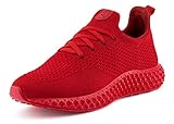  Fusskleidung Herren Sportschuhe Strick Laufschuhe Freizeitschuhe Sneaker Turnschuhe Gym Runners Rot EU 44