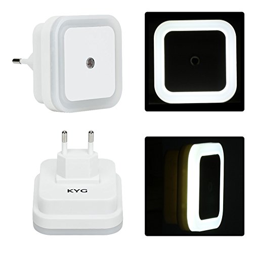 KYG LED Steckdosenlicht Set 0.5W Nachtlicht mit Dämmerungssensor Automatisch Licht Sensor Energiesparen Weiß - 5
