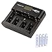 Produktbild ANSMANN Powerline 5 Pro Akku Ladegerät für 1-4 AAA, AA, C, D NiMH/NiCd Akkus sowie 1 9V E-Block, USB-Port, Ladestrom einstellbar, Kapazitätsmessung, LCD + 4x Mignon AA eneloop Akkus