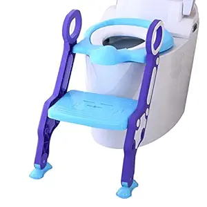 GOCART WITH G LOGO Baby Foldable Potty-Trainer Seat for Toilet Potty Stand with Ladder Step up Training Stool with Non-Slip Steps Ladder Adjustable Foldable for Boys Girls Toddlers Kids (Purple)