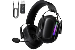 Gvyugke Casque Gaming sans Fil, Casque PS5 Bluetooth, Casque Gamer pour PS5, PS4, PC, Switch, Casque de Jeu avec Microphone sans Fil, Ordinateur, Casque Filaire pour Xbox Series