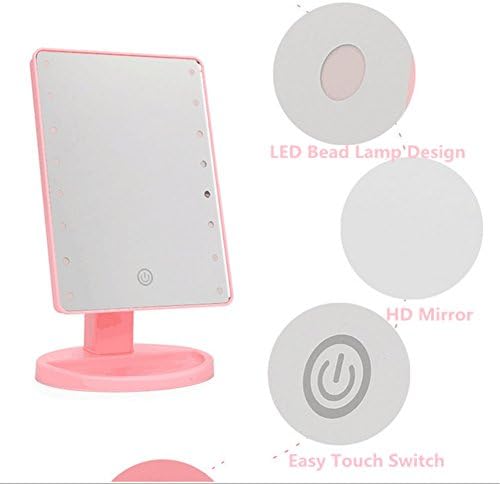 LED Desktop Mirror Magnifier Adjustable Light Princess Mirror Vanity Mirror With Lamp 10 Times Times Magnifying Glass 180° Adjustable Touch Screen ( Color : Pink )
