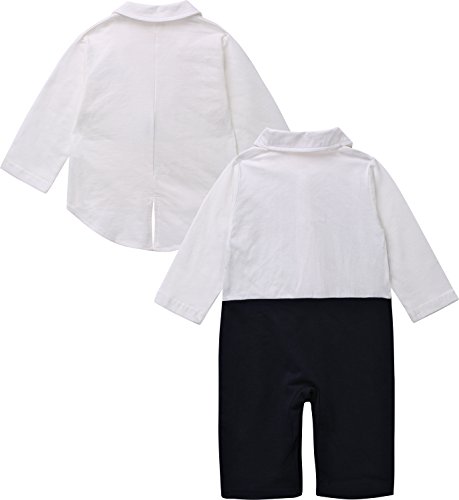 ZOEREA 2tlg Kinder Baby-Jungen Bekleidungssets Strampler + Anzug Mantel Gentleman Baumwolle Weiß Stripe Drucken Bowknot Langarm Baby-Taufe Hochzeit Weihnachten für Frühling Herbst und Winter - 4