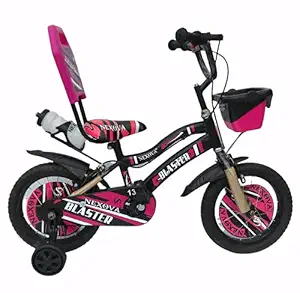 Kids Bicycle Blaster BMX (M.Rim) 14 T with Steel Frame and Tubeless Tyre for 3 to 5 Years Age Group for Boys and Girls (Black Pink)