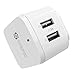 Chargeur USB Secteur Mural Syncwire - 2 Ports Adaptateur Prise multiple portable Universel EU/UK/US 6A/31W pour iPhone X/8/7/6, IOS, iPad, Android Samsung Galaxy, Note 8, Tablet, Kindle, etc - Blanc