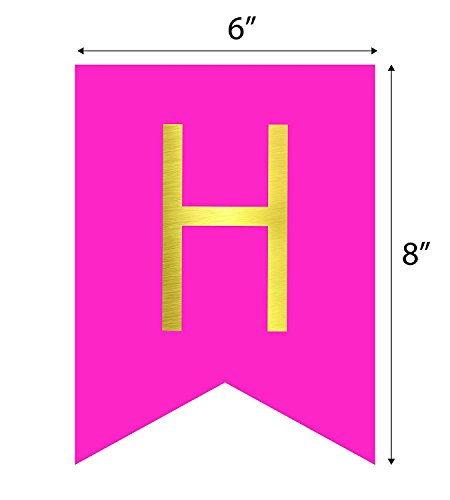 Pink & Weiß Dreifarbig Happy Birthday Geburtstags Banner mit goldenen Buchstaben – Geburtstag Dekoration – 18. 20. 30. 40. 50. - 4