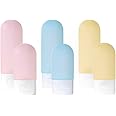 SamGreatWorld 6 Pcs Travel Bottles for Toiletries, 3 Colors 30ml/50ml Refillable Squeezable Container, Small Empty Plastic Leakproof Squeeze Bottles for Liquids Shampoo Conditioner Lotion Shower Gel