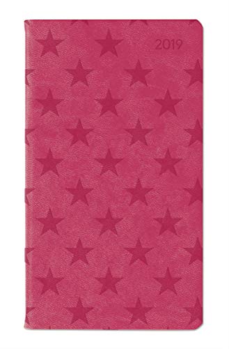 Ladytimer Slim Deluxe Pink 2019 - Taschenplaner / Taschenkalender (9 x 16) - Tucson Einband - Motivprägung Sterne - Weekly - 128 Seiten