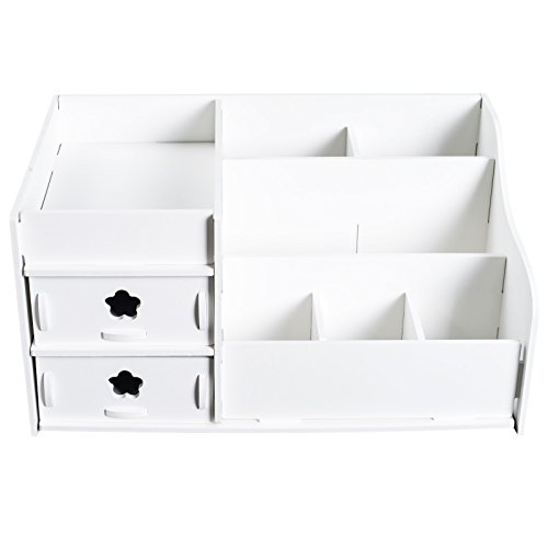 TOP-MAX DIY Desktop-Box Makeup Kosmetik Organizer Holz Schubladen Halter Aufbewahrung Box Schichten Schubladen Jewelry Weiß