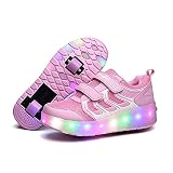 Más funciones: zapatillas de deporte, patinaje de patinaje, zapatos de rodillo LED extremadamente frescos. Diseño de cinta mágica, fácil de llevar para niños. Bonito, divertido y perfecto para deportes de niños.