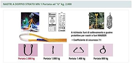 Barbero Mauser Band Classic Tough Double Layer Lifting Capacity 2000 Kg 50 cm Long 3 MT Wide Tape Anchor Tensioner Workshop Industry Garage Warehouse Building Purple CE Certified Safety 7: 1