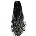 22" Claw on Ombre Two Tone Synthetic Curly Wavy Ponytail Hair Extensions Black to Dark Grey