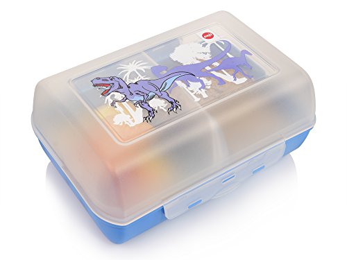 Emsa Brotdosen Set aus Kunststoff 2er Set | BPA-frei | Maße 16x11x7 cm | Mit praktischer herausnehmbarer Trennwand | Mit Dino Motiv - 2