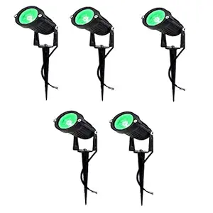 DMAK Multi Traders 3 Watt Round Waterproof Spike LED Outdoor Garden Light (Pack of 5, Green)