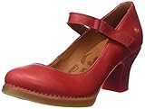 Cierre: Velcro Art Memphis, Zapatos de tacón con Punta Cerrada para Mujer, Rojo Carmine, 37 EU