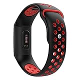 MoKo für Fitbit Charge 3 Armband, Silikon Atmungsaktiv Replacement Uhrenarmband Sportarmband Band Erstatzband mit Schließe für Fitbit Charge 3, 5.71'-8.26' (145mm-210mm) - Schwarz & Rot