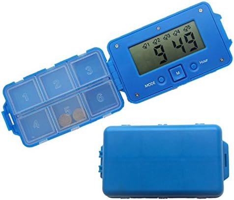 Portable 6 Compartments Alarm Clock Pill Dispenser DAOUZHOU Alarm Clock Pill Dispenser Pill Box Electronic Medication Reminder