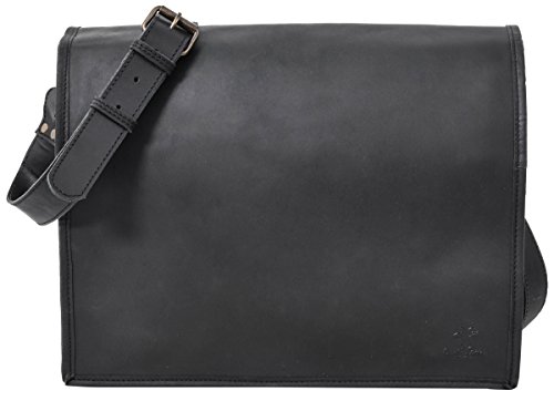 Ledertasche Gusti Leder „Mitch“ Laptop-Tasche Damen Herren Braun Unitasche Notebook Aktentasche Businesstasche Schultertasche Umhängetasche Groß 15 Zoll Schwarz 2U4-26-80 - 7