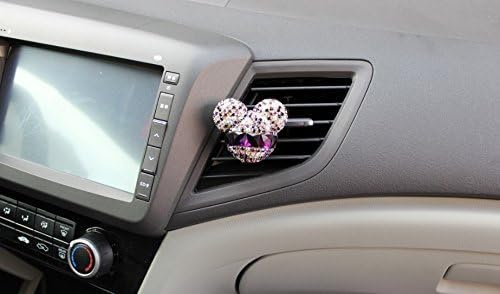 CREJOY 2-Pack Auto Mickey Mouse Sparkling Car Vent Clip Car Fragrance Air Freshener Holder Container (Purple)
