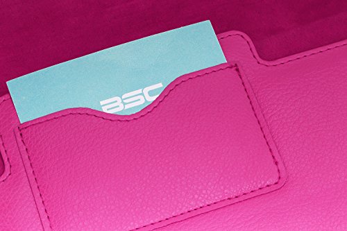 MoKo MacBook Air / Pro 13.3 Zoll Laptop Hülle – PU Leder Tasche Schutzhülle Lederhülle Wallet Case Leather Sleeve Aktentasche mit Karten-Slot für Apple MacBook Air / Macbook Pro 13.3 Zoll, Magenta - 6