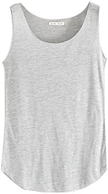 BESTOPPEN women top Women Vest, Bestoppen Women Summer Sleeveless Round Neck Loose Singlets Vest Summer Sexy Solid Color Basic Cotton Tank Tops Ladies Casual Sport Tee Shirt Camisole (Light Gray)