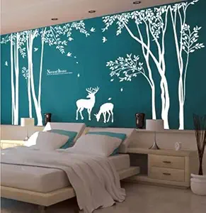 Kayra Decor Latest Forest Tree Wall Design Stencils for Wall Painting and Home Wall Decoration  Suitable for Room Decor and Craft (PVC, 140-inch x 87-inch) ( KDS90046 )