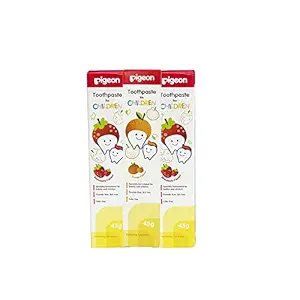 Pigeon Children Tripack Toothpaste Strawberry (45g, Pack of 2) & Orange (45g, Pack of 1)