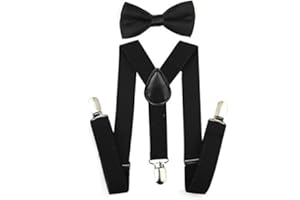 BARGAINEX Matching Braces Suspenders and Bow Tie Kids Children Boys Black
