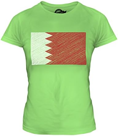 Candymix Bahrain Scribble Flag - Ladies Fitted T Shirt Top T-Shirt, Size Medium, Colour Lime Green