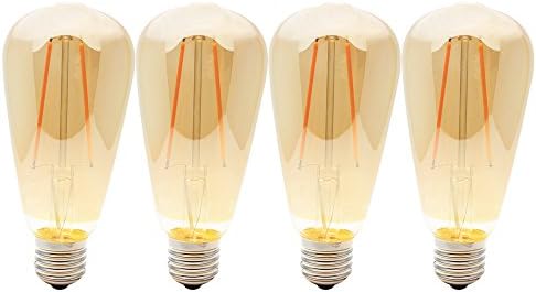4X Lamps Edison LED Filament Bulbs E27 2W ST64 Vintage Retro Antique Warm White Light 2200K Equivalent 20W Incandescent Bulbs, AC230V