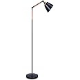 YOSION Modern Metal Floor Lamp Reading Lighting, Adjustable Standing Lamp with Heavy Metal Based and 9W LED Bulb for Living Room, Bedroom, Office or Study Room - Black