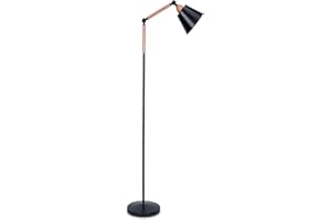 YOSION Modern Metal Floor Lamp Reading Lighting, Adjustable Standing Lamp with Heavy Metal Based and 9W LED Bulb for Living Room, Bedroom, Office or Study Room - Black