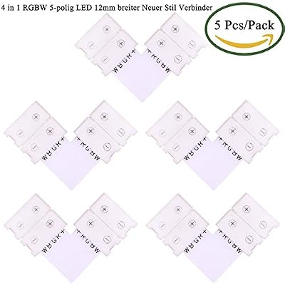 kabenjee 5 x l forme de bande à LED RGBW connecteur d'angle en forme de L connecteur rapide pour 12 mm large 5 broches RVBWW rubans à LED, 5 broches RGBW LED Stripe connecteur bande LED connecteur connecteur (style : C)