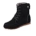 Produktbild Xinan Stiefeletten Damen Schuhe Herbst Winter Frauen Flache Knöchel Schneemotorrad Stiefel Weiblich Wildleder Leder Lace-up Boot (40, Schwarz)
