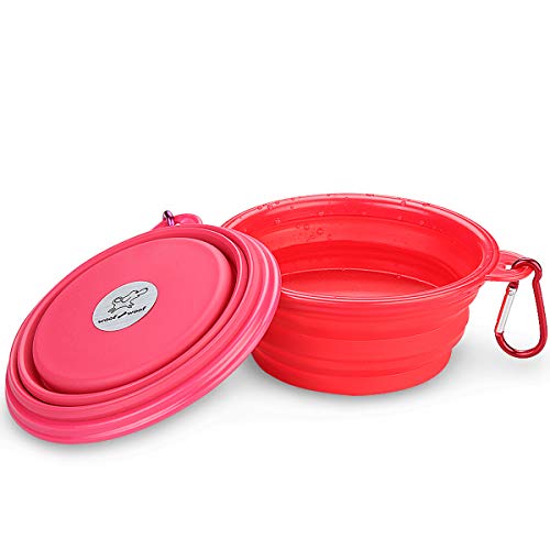 Woofwoof reisenapf hund, faltbarer hundenapf 2 Stück(Rosa und Rot)