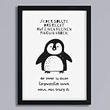  Kunstdruck mit Spruch Recht auf Pinguin ungerahmt skandinavischer Stil