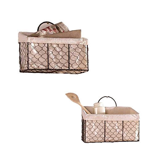 SIDCO ® 2er Wandkorb Metall Wandregal Körbchen Drahtkorb Metallkorb Hängekorb Landhaus