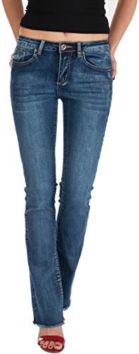 Fraternel Women's Jeans Trousers Boot-Cut Frayed Normal Waist Blue Size: 8