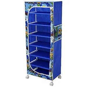 Little Ones | 7 Shelves Baby Foldable Wardrobe | Jungle Blue (Made in India)