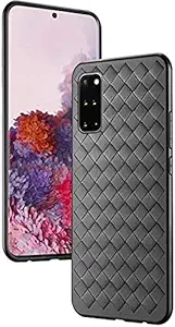 PHONETASTIC Back Case for Samsung Galaxy S20 Grid Weaving Breathable Durable Light Shockproof case (Black) Flexible Soft TPU Matte Cover