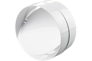 VENTS Conector de tubo redondo con válvula antirretorno, 125 mm, tubo de ventilación, tubo redondo, conector de conducto de ventilación, conducto de ventilación, PVC, válvula antirretorno, plástico ABS,
