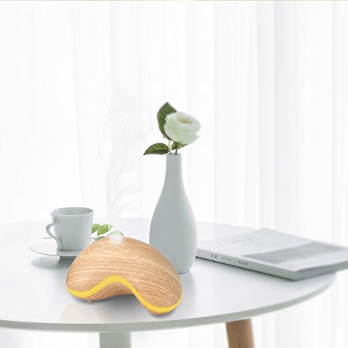 150ml Aroma Diffuser,SGODDE Holzmaserung LED Luftbefeuchter Ultraschall mit 7 Farben Licht Humidifier für Yoga Salon Spa Wohn-, Schlaf-, Bade- oder Kinderzimmer