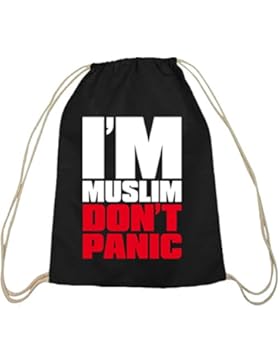 Shirtstreet24, I'M MUSLIM RED, Moslem Islam Baumwoll natur Turnbeutel Rucksack Sport Beutel, Größe: onesize,schwarz...