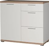 Germania 3200-178 Kommode GW-Top in Weiß/Absetzung Sonoma-Eiche-Nachbildung, 96 x 88 x 40 cm (BxHxT)