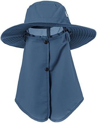 Naturehike Summer Wide Brim Sun Anti-UV Hats Men Women Mesh Fishing Hats Quick Drying with Neck Cover Outdoor Travel Caps NH17M111-Z(Dark blue)