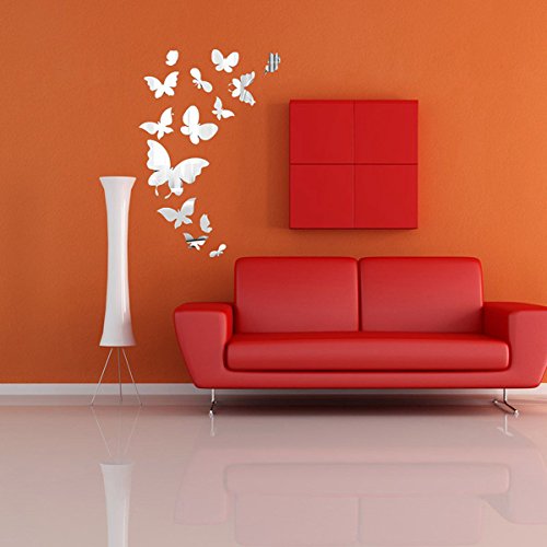 Yongse 14pcs Schmetterlings Spiegel Wand Aufkleber Spiegel Art Abziehbild Innendekoration - 6