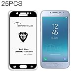 YANCAI Smartphone-Ersatzteile 25 STÜCKE MIETUBL Vollbild Vollkleber Anti-Fingerprint Gehärtetes Glas Film for Galaxy J2 Pro (2018) (Schwarz) Flexkabel (Farbe : Black)