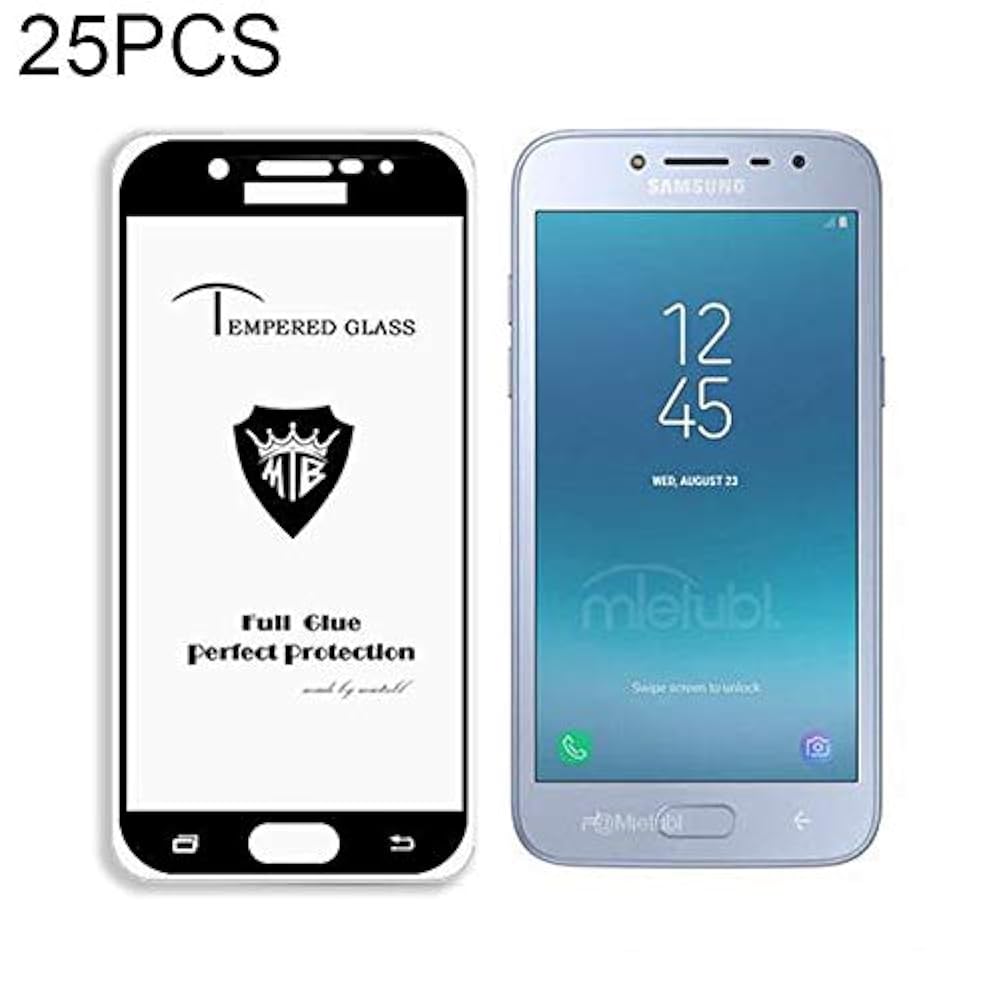 YANCAI Smartphone-Ersatzteile 25 STÜCKE MIETUBL Vollbild Vollkleber Anti-Fingerprint Gehärtetes Glas Film for Galaxy J2 Pro (2018) (Schwarz) Flexkabel (Farbe : Black)