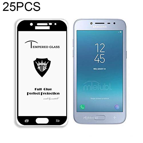 YANCAI Smartphone-Ersatzteile 25 STÜCKE MIETUBL Vollbild Vollkleber Anti-Fingerprint Gehärtetes Glas Film for Galaxy J2 Pro (2018) (Schwarz) Flexkabel (Farbe : Black)