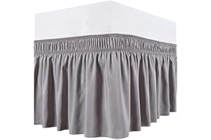 POIUYT Falda de Cama con Volantes Elástico, Prueba De Polvo Plisado Cordón Faldón de Cama, Suave Microfibra Funda de Cama DecoracióN De Dormitorio/Hotel (Color : Gray, Size : 135 * 200+30cm)
